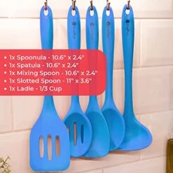 Ium Silicone Cooking Utensils Set - Five 10.5" Pieces - Kitchen Utensil Set Heat Resistance To 600°F - Hygienic One-Piece Design Silicone Utensil Set For Mixing & Cooking (Blue) -Peugeot Shop 51SGh8GTW3L