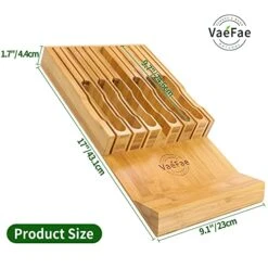 In-Drawer Knife Block, Bamboo Knife Drawer Organizer Insert, Kitchen Knife Holder Drawer For 12 Knives PLUS A Slot For Your Knife Sharpener (Without Knives) -Peugeot Shop 51SHd0L78GL