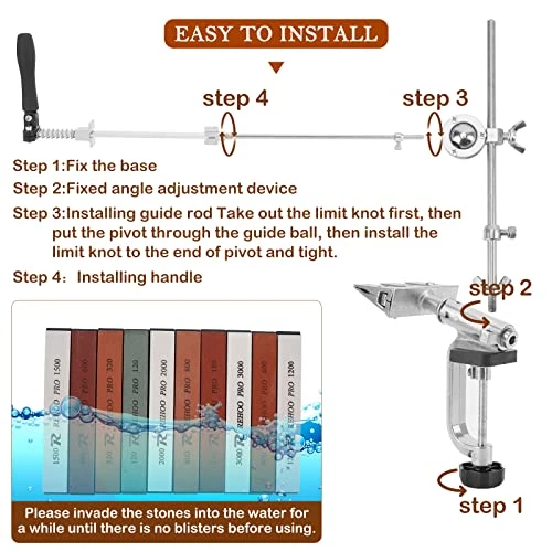 Upgraded Professional Knife Sharpener With 10 Whetstones, 360° Rotation Flip Design Fixed-Angle Stainless Steel Kitchen Chef Knife Sharpening Kit Abrasive Holding System Tools 4 Upgraded Professional Knife Sharpener With 10 Whetstones, 360° Rotation Flip Design Fixed-Angle Stainless Steel Kitchen Chef Knife Sharpening Kit Abrasive Holding System Tools - Image 4