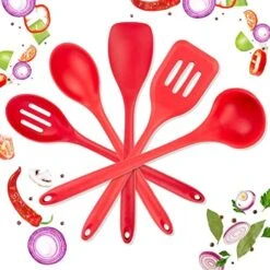 Ium Silicone Cooking Utensils Set - Five 10.5" Pieces - Kitchen Utensil Set Heat Resistance To 600°F - Hygienic One-Piece Design Silicone Utensil Set For Mixing & Cooking (Blue) -Peugeot Shop 51SM zNlJxL. AC