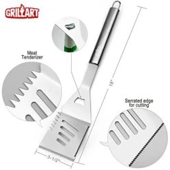 BBQ Grill Utensil Tools Set Reinforced BBQ Tongs 19-Piece Stainless-Steel Barbecue Grilling Accessories With Aluminum Storage Case -Complete Outdoor Grill Kit For Dad, Birthday Gift For Man -Peugeot Shop 51SMpIZHvgL