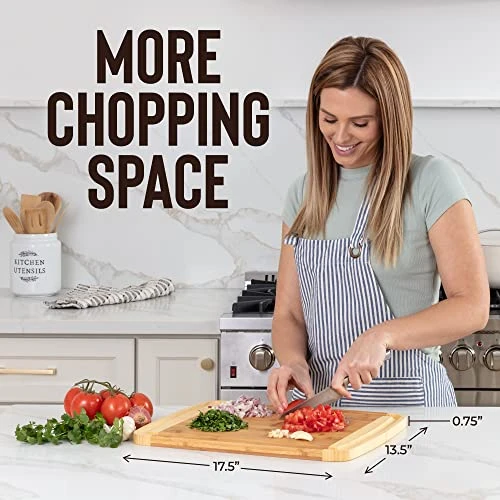 Bamboo Cutting Board - Chopping Board, Wood Cutting Board With Juice Groove, Charcuterie Board, Serving Platter Cheese Board, Bread Board, Turkey Meat Cutting Board, Wooden Cutting Boards For Kitchen 2 Bamboo Cutting Board - Chopping Board, Wood Cutting Board With Juice Groove, Charcuterie Board, Serving Platter Cheese Board, Bread Board, Turkey Meat Cutting Board, Wooden Cutting Boards For Kitchen - Image 2