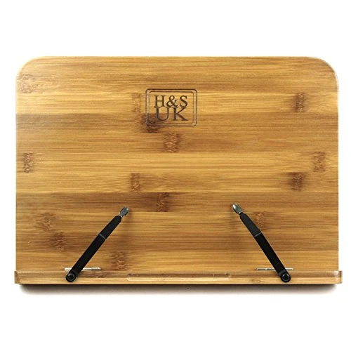 H&S Bamboo Recipe Book Holder - Foldable & Portable Cookbook Stand For Desk - Adjustable Holder For Reading In Bed Or Kitchen 4 H&S Bamboo Recipe Book Holder - Foldable & Portable Cookbook Stand For Desk - Adjustable Holder For Reading In Bed Or Kitchen - Image 4