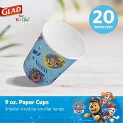 For Kids Paw Patrol Paper Cups Disposable Paper Cups With Paw Patrol Design For Kids Heavy Duty Disposable Paper Cups For Everyday Use And All Occasions 9 Ounces, Blue, 20 Count