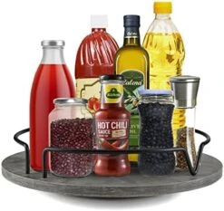 COZLUX Lazy Susan, Turntable Cabinet Organizer, 12 Inch Wood Table Top Spice Organizer For Kitchen Countertop, Pantry, Dining Tables, Rustic Brown Black 13 COZLUX Lazy Susan, Turntable Cabinet Organizer, 12 Inch Wood Table Top Spice Organizer For Kitchen Countertop, Pantry, Dining Tables, Rustic Brown Black -Peugeot Shop 51SdjFquOsL. AC