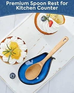 Ceramic Spoon Rest, Spoon Rest For Kitchen Counter, Spoon Holder For Stove Top, Coffee Cooking Farmhouse 4inch, Blue 11 Ceramic Spoon Rest, Spoon Rest For Kitchen Counter, Spoon Holder For Stove Top, Coffee Cooking Farmhouse 4inch, Blue -Peugeot Shop 51Sgo16umKL