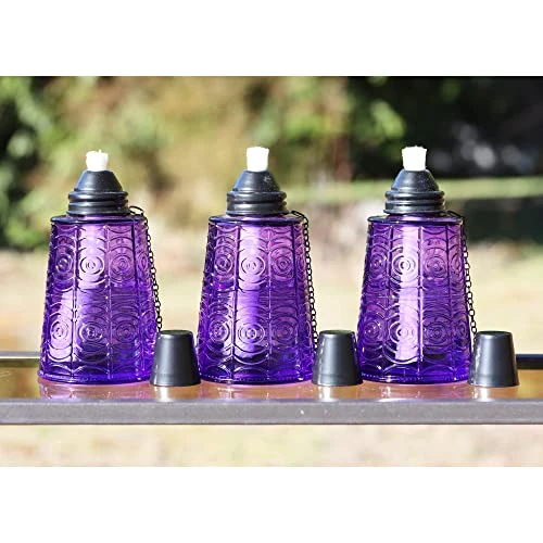 Seraphic Torches For Outside - Citronella 16oz Table Top Torch For Patio, Garden, Lawn, And Outdoor Parties, Set Of 3, Purple 2 Seraphic Torches For Outside - Citronella 16oz Table Top Torch For Patio, Garden, Lawn, And Outdoor Parties, Set Of 3, Purple - Image 2