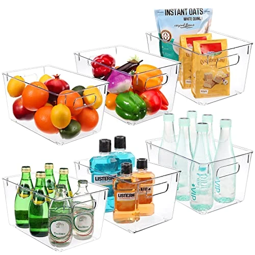 6 Pack Clear Plastic Storage Bins, Kitchen Organization Cabinet Fridge Organizer, Pantry Organization And Storage Bins 1 6 Pack Clear Plastic Storage Bins, Kitchen Organization Cabinet Fridge Organizer, Pantry Organization And Storage Bins