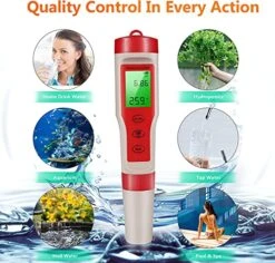 PH Meter, 4-in-1 Digital PH Meter With PH/TDS/EC/Temp Function With ATC For Drinking Water, ±0.01 High Accuracy PH Water Tester For Hydroponics, Aquarium, Pool, Pocket Size Water Quality Tester -Peugeot Shop 51Sr0YqmFdL