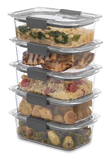 Rubbermaid Brilliance Food Storage Container, BPA Free Plastic, Medium, 3.2 Cup, 5 Pack, Clear & Brilliance Food Storage Container, Large, 9.6 Cup, Clear 1991158 2 Rubbermaid Brilliance Food Storage Container, BPA Free Plastic, Medium, 3.2 Cup, 5 Pack, Clear & Brilliance Food Storage Container, Large, 9.6 Cup, Clear 1991158 - Image 2