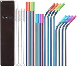 Set Of 16 Reusable Stainless Steel Straws With Travel Case Cleaning Brush Silicone Tips Eco Friendly Extra Long Metal Straws Drinking For 20 24 30 Oz Tumbler -Peugeot Shop 51T1FTtHr8L. AC