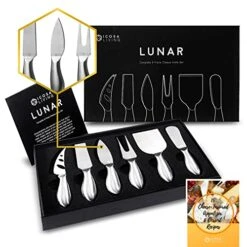 Unar 6-Piece Cheese Knife Set - Premium Stainless Steel Cheese Knives Collection - Charcuterie Board Accessories Gift Ready W/ 15 Festive Recipes