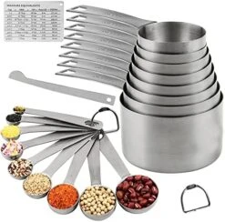 Measuring Cups Set, 18/8 Stainless Steel Measuring Cups And Spoons Set, 8 Kitchen Measuring Cups & 9 Baking Measuring Spoons & Magnetic Conversion Chart&Leveler&Rings-Metal Measure Cups&Spoons 18 Measuring Cups Set, 18/8 Stainless Steel Measuring Cups And Spoons Set, 8 Kitchen Measuring Cups & 9 Baking Measuring Spoons & Magnetic Conversion Chart&Leveler&Rings-Metal Measure Cups&Spoons -Peugeot Shop 51TAT4HBeWL. AC
