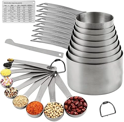 Measuring Cups Set, 18/8 Stainless Steel Measuring Cups And Spoons Set, 8 Kitchen Measuring Cups & 9 Baking Measuring Spoons & Magnetic Conversion Chart&Leveler&Rings-Metal Measure Cups&Spoons 7 Measuring Cups Set, 18/8 Stainless Steel Measuring Cups And Spoons Set, 8 Kitchen Measuring Cups & 9 Baking Measuring Spoons & Magnetic Conversion Chart&Leveler&Rings-Metal Measure Cups&Spoons - Image 7