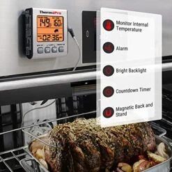TP16S Digital Meat Thermometer For Cooking And Grilling, BBQ Food Thermometer With Backlight And Kitchen Timer, Grill Temperature Probe Thermometer For Smoker, Barbecue, Oven, Cookware -Peugeot Shop 51TBrMvvDNL