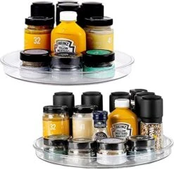 2 Pack Clear Lazy Susan Organizer 13" Plastic Lazy Susan Turntable For Cabinet Rotating Pantry Lazy Susan Cabinet Organizer, Storage Containers For Kitchen, Refrigerator Countertop, Bathroom -Peugeot Shop 51TE5ycbOBL. AC