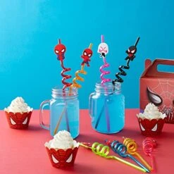 NITELUO 24Pcs Spiderman Birthday Party Supplies Reusable Drinking Straws,8 Designs Spider Party Favors With 2 Cleaning Brush -Peugeot Shop 51THdT0Ak1L