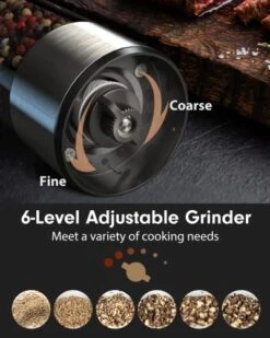 [Upgraded Larger Capacity] Electric Salt And Pepper Grinder Set Rechargeable With LED Lights - Stainless Steel Automatic Pepper Grinder And Salt Grinder Refillable With 6 Adjustable Coarseness -Peugeot Shop 51TNzWCPtDL