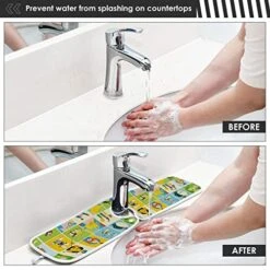 2 Pack Kitchen Faucet Mat Absorbent Washable Sink Splash Guard Faucet Drip Drying Mat Bar Countertop Water Catcher Mat Large 30x5 Inch Happy Easter In The Flat Style -Peugeot Shop 51TPnt71OdL