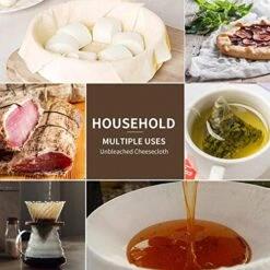 Uoon Grade 90 Cheesecloth, Reusable 100% Unbleached Cotton Fabric, 5 Yards 45 Square Feet Ultra Fine Muslin Cloths For Filter,Butter, Cooking, Strainer, Baking, Steaming 7 Uoon Grade 90 Cheesecloth, Reusable 100% Unbleached Cotton Fabric, 5 Yards 45 Square Feet Ultra Fine Muslin Cloths For Filter,Butter, Cooking, Strainer, Baking, Steaming -Peugeot Shop 51TQCXaMrWL