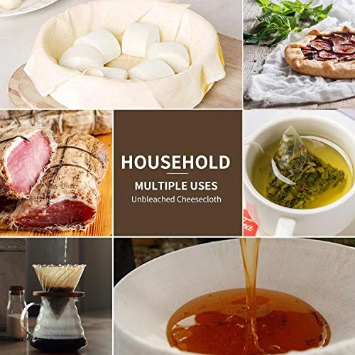 Uoon Grade 90 Cheesecloth, Reusable 100% Unbleached Cotton Fabric, 5 Yards 45 Square Feet Ultra Fine Muslin Cloths For Filter,Butter, Cooking, Strainer, Baking, Steaming 3 Uoon Grade 90 Cheesecloth, Reusable 100% Unbleached Cotton Fabric, 5 Yards 45 Square Feet Ultra Fine Muslin Cloths For Filter,Butter, Cooking, Strainer, Baking, Steaming - Image 3