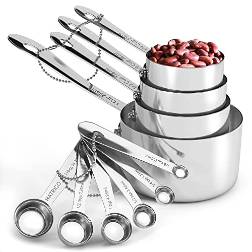 Eavy Duty Professional 10-pc Stainless Steel Measuring Cups And Spoons Set With Riveted Handles, Polished Stackable Measuring Cup And Measuring Spoon, Thick Gauge Steel, Built To Last A Lifetime 1 Eavy Duty Professional 10-pc Stainless Steel Measuring Cups And Spoons Set With Riveted Handles, Polished Stackable Measuring Cup And Measuring Spoon, Thick Gauge Steel, Built To Last A Lifetime