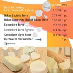 16 Pcs Cheese Mold + Thermometer - Cheesemaking Kit - Cheese Form - Press Strainer - Cheese Molds № 5 -Peugeot Shop 51TV7ES7T6L