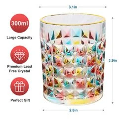 Whiskey Glasses Set Of 2, 10oz Colorful Old Fashioned Glasses, Crystal Glassware For Bourbon Scotch Cocktail Rum Vodka Liquor -Peugeot Shop 51TYnGGlL8L