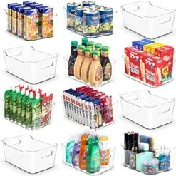 [ 12 Pack ] Multi-Use Clear Bins For Organizing - Fridge, Refrigerator Organizer Bins - Pantry Organization And Storage - Plastic Containers For Home, Kitchen, Freezer, SOHO Collection, Canbinet, RV -Peugeot Shop 51TjT42F8L. AC