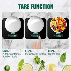 33lb Food Scale, Digital Food Scale Kitchen Scale,1g/0.1 Oz Precise Graduation, 8 Units, Tare Function, Touch Button, Backlit LCD, Waterproof Tempered Glass Surface (Black) -Peugeot Shop 51TkY47xXSL