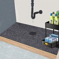 Under The Sink Mat, 24 X 60 In, Durable Premium Mats Protect Kitchen And Bathroom Cabinets, Waterproof Absorbent Shelf Liner, Grey