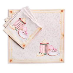 D' Hermine Napkins 100% Cotton Premium Set Of 4 Decorative Easter Cloth Napkin Washable Dinner Napkins For Holiday, Dinner, Wedding, Baby Shower & Dining - Pastries (20”x20”)