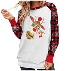 Sweatshirts For Women Loose Fit Fall Crew Neck Christmas Print Long Sleeve Sweatshirts Loose Tops Pullover Top