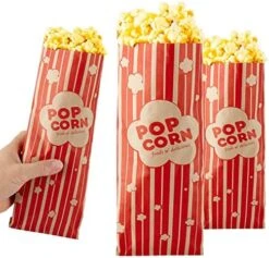 1 Oz Paper Popcorn Bags Bulk (100 Pack) Small Red & White Pop-corn Bag Disposable For Carnival Themed Party, Movie Night, Halloween, Popcorn Machine Accessories & Supplies, Individual Servings -Peugeot Shop 51Twrqpo54L. AC