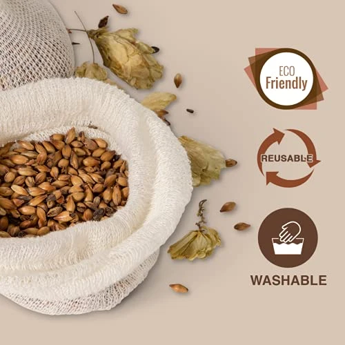 Hops And Grain Muslin Steeping Bag - Cotton Mills Beer Brewing Bags 14" (100 Count) - Microbrew, Homebrew Filtering Accessories - Boiling Bags For Tea, Cooking, Nut Milk, Soups - Hop And Grains Socks 3 Hops And Grain Muslin Steeping Bag - Cotton Mills Beer Brewing Bags 14" (100 Count) - Microbrew, Homebrew Filtering Accessories - Boiling Bags For Tea, Cooking, Nut Milk, Soups - Hop And Grains Socks - Image 3