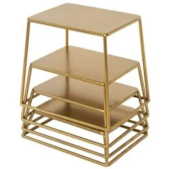 Modern Brass Tone Metal Nesting Buffet Table Food Or Retail Display Risers, Set Of 4 -Peugeot Shop 51Tz8seRmGL