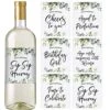 Printed Party Birthday Wine Bottle Labels, Greenery, Set Of 6