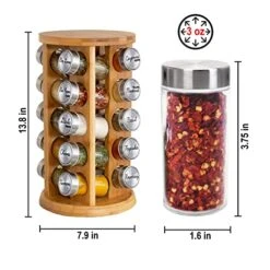 Orii 20 Jar Spice Rack With Spices Included - Tower Organizer For Kitchen Spices And Seasonings, Free Spice Refills For 5 Years (Bamboo Wood) -Peugeot Shop 51U8aa7tkeL
