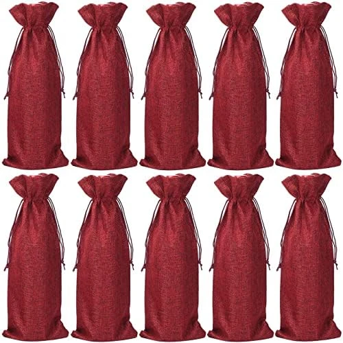 Burlap Wine Bags With Drawstrings, Wine Gift Bags - Reusable Bottle Bags Perfect For Travel, Wedding, Birthday, Housewarming And Dinner Party(Red) 11 Burlap Wine Bags With Drawstrings, Wine Gift Bags - Reusable Bottle Bags Perfect For Travel, Wedding, Birthday, Housewarming And Dinner Party(Red) - Image 11