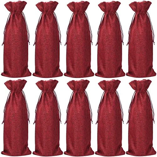Burlap Wine Bags With Drawstrings, Wine Gift Bags - Reusable Bottle Bags Perfect For Travel, Wedding, Birthday, Housewarming And Dinner Party(Red) 1 Burlap Wine Bags With Drawstrings, Wine Gift Bags - Reusable Bottle Bags Perfect For Travel, Wedding, Birthday, Housewarming And Dinner Party(Red)