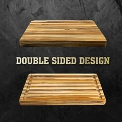 Large Thick Teak Wood Cutting Board [Edge Grain, 20" X 15" X 1.5"] Juice Groove, Hand Grips, Reversible | Lifetime Replacement Teak Cutting Board For Kitchen (20x15x1.5 Inches) -Peugeot Shop 51UKPA3VklL