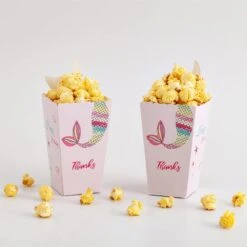 24 Pcs Pink Mermaid Popcorn Boxes Movie Theater Night Paper Popcorn Boxes Mermaid Popcorn Containers Boxes For Movie Night Movie Party Theater Themed Decorations Or Carnival Party Circus