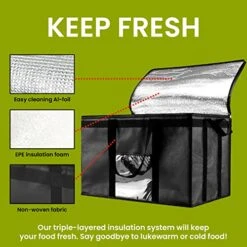 Home 3XL Insulated Bag For Food Delivery & Grocery Shopping With Zippered Top, Black (1 Pack) 17 Home 3XL Insulated Bag For Food Delivery & Grocery Shopping With Zippered Top, Black (1 Pack) -Peugeot Shop 51UOffpt5NL