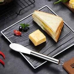 Wide Butter Spreader Knife Set 4-Piece Stainless Steel Cheese Knife Serrated Edge Sandwich Condiment Jam Bread Cream Knives 7.8-inch -Peugeot Shop 51UOoS5psqL