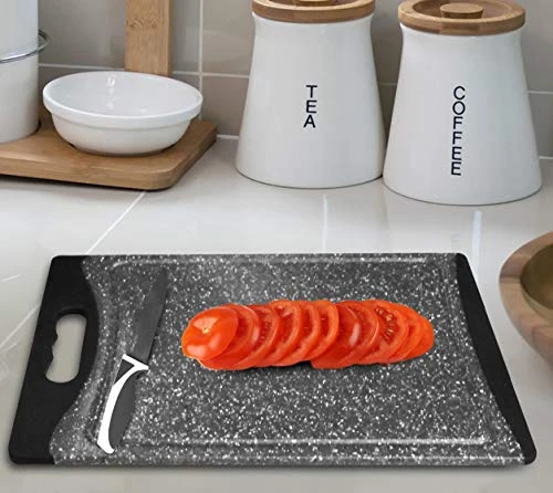 HEF GRIDS Durable Plastic XL Marble Cutting Board Set, Chopping Board Thick Plastic, For Vegetable Meat Or Cheese With Non-Slip Grip| Dishwasher Safe (3-pc Set, Multi) (Charcoal) 3 HEF GRIDS Durable Plastic XL Marble Cutting Board Set, Chopping Board Thick Plastic, For Vegetable Meat Or Cheese With Non-Slip Grip| Dishwasher Safe (3-pc Set, Multi) (Charcoal) - Image 3