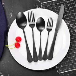Matte Black Silverware Set Serve For 8, 40 Pieces Heavy Stainless Steel Flatware Set Utensils Cutlery Tableware Set Including Steak Knife Fork And Spoon, Gift Package For Wedding Housewarming -Peugeot Shop 51UW1jMHgmL