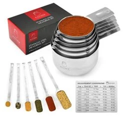 Professional Quality Stainless Steel Measuring Cups And Spoons Set - 13 Piece Measuring Cups And Measuring Spoons Set - Liquid Or Dry Ingredients - Stackable For Easy Storage