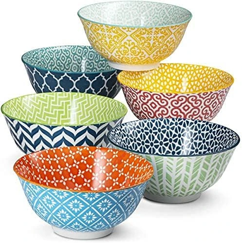 Cereal Bowls, Ceramic Make, Vibrant Color, Multi Color Designs, Bowls For Thanksgiving, Christmas And Kitchen Perfect For Soup, Pasta, Salad, Ice Cream, Set Of 6, 18oz (Navy) 6 Cereal Bowls, Ceramic Make, Vibrant Color, Multi Color Designs, Bowls For Thanksgiving, Christmas And Kitchen Perfect For Soup, Pasta, Salad, Ice Cream, Set Of 6, 18oz (Navy) - Image 6