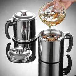 Il Filter Stainless Steel Household Oil Pot With Lid Fine Mesh Strainer For Filter Residue Grease Can 1.3 L -Peugeot Shop 51Uf0EqrEaL