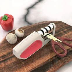 Kitchen Knife Sharpeners Scissors - 4 Stage In 1 Professional Manual Sharpener With Multi Function, Ceramic, Tungsten Steel, Non·Slip Base For Sharpening Blade, Fast Grinding, Restore Knives -Peugeot Shop 51UgXMGqjSL